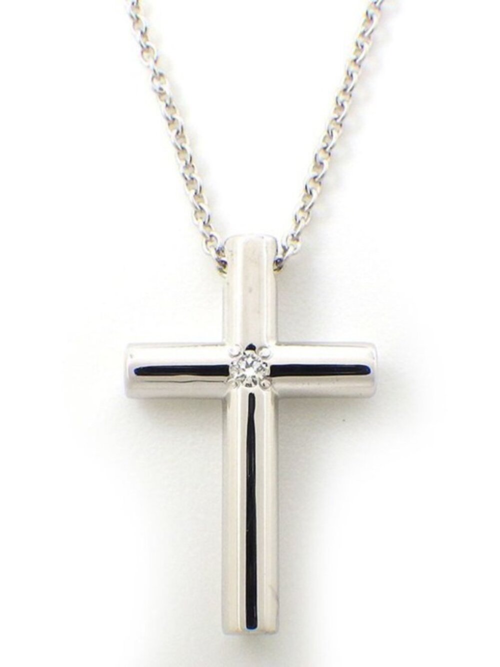 Tiffany & Co. 925 Silver Cross w/ Diamond Pendant